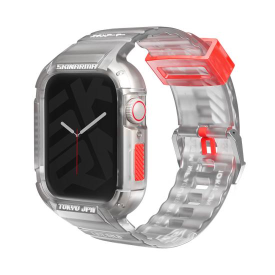 Apple Watch 44mm SkinArma Saido Sert PC Kasa Koruyuculu Silikon Kordon-Renksiz