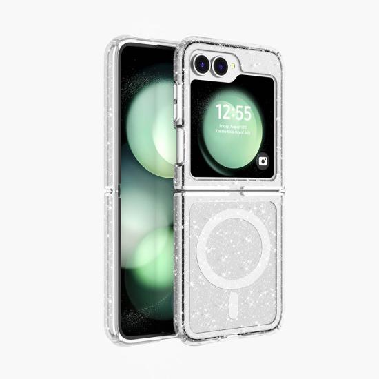 Galaxy Uyumlu Z Flip 6 Kılıf M-safe Şarj Özellikli Parlayan Simli Saydam Renkli Tuhatu Allstar Kapak