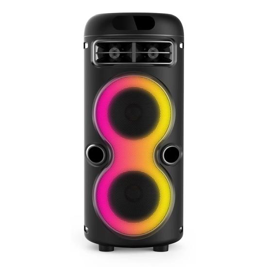 Tuhatu GD-2402 Dijital LED Göstergeli FM Radyolu Mikrofonlu RGB TWS Çift 4 inç Stereo Bass Kablosuz Karaoke Hoparlör
