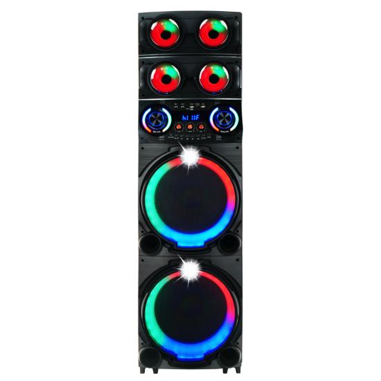 Tuhatu GD-2126 Dijital LED Göstergeli FM Radyolu Mikrofonlu RGB TWS Çift 12 inç Stereo Bass Kablosuz Karaoke Hoparlör