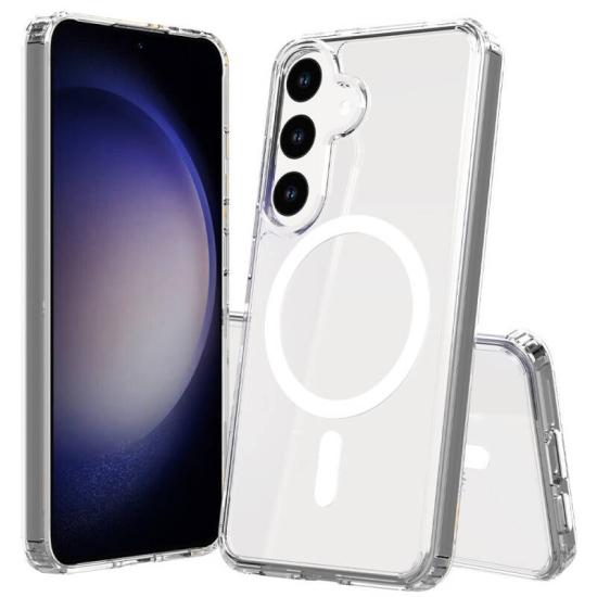 Galaxy Uyumlu S25 Plus Kılıf M-safe Şarj Özellikli Şeffaf Sert PC Tuhatu Embos Kapak