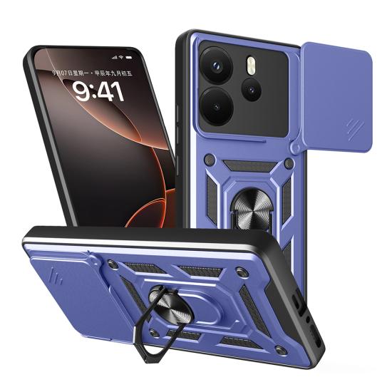 Xiaomi Uyumlu Redmi Note 14 Kılıf Magnetik Standlı Kamera Korumalı Tuhatu Sürgülü Tank Kapak