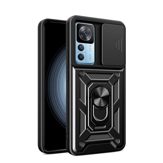 Xiaomi Uyumlu Mi 12T Kılıf Magnetik Standlı Kamera Korumalı Tuhatu Sürgülü Tank Kapak